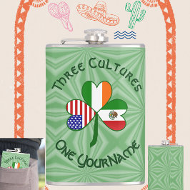 Petaca Bandera de trébol irlandés americano mexicano