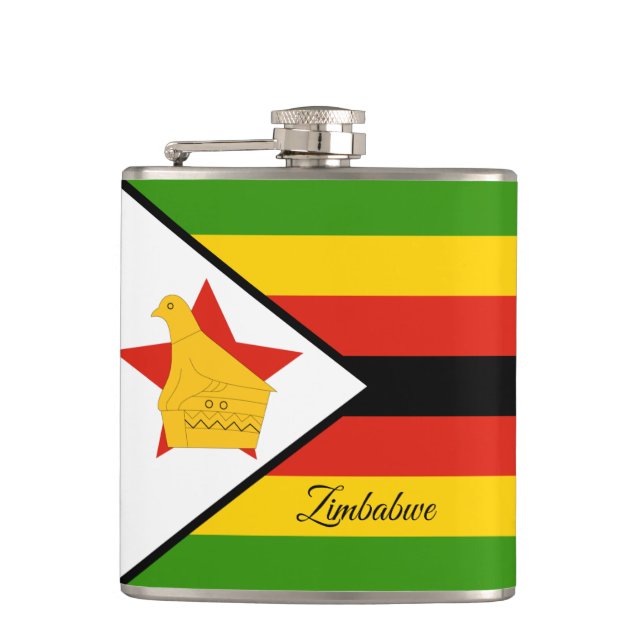 Petaca Bandera de Zimbabue y seguidores deportivos de Zim (Anverso)