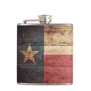 Petaca Bandera del estado de Tejas en grano de madera