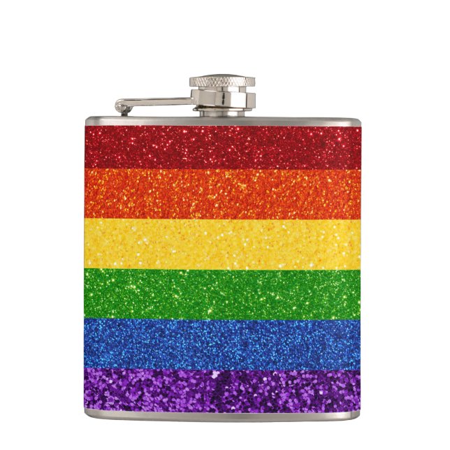 Petaca Bandera del orgullo gay Purpurina LGBT (Anverso)