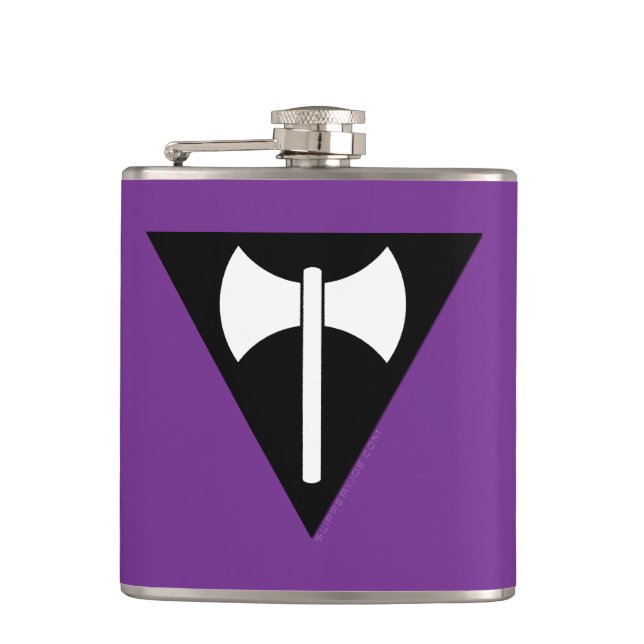 Petaca bandera del orgullo lésbico SlipperyJoe feminista  (Anverso)