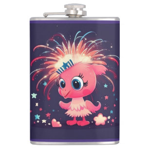 Petaca Bandera estadounidense con Personalizado Flamingo-