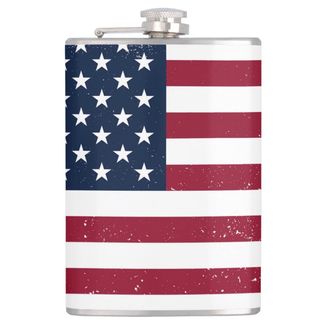 Petaca Bandera estadounidense Vinyl Wraped 8 oz Flask (Anverso)