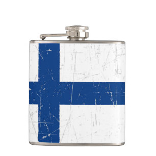 Petaca Bandera finlandesa rascada y rasguñada