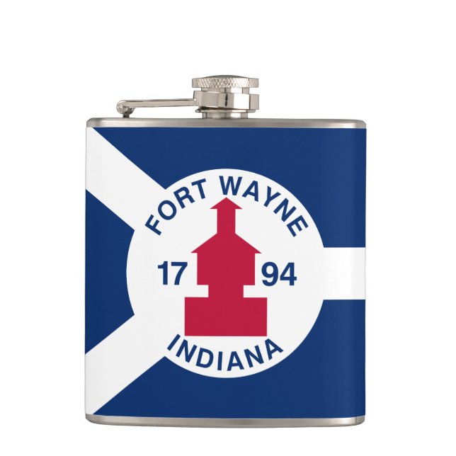 Petaca Bandera Fort Wayne, máscara Indiana (Anverso)