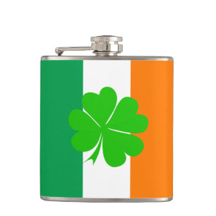 Petaca Bandera irlandesa y Shamrock, fanáticos de Irland