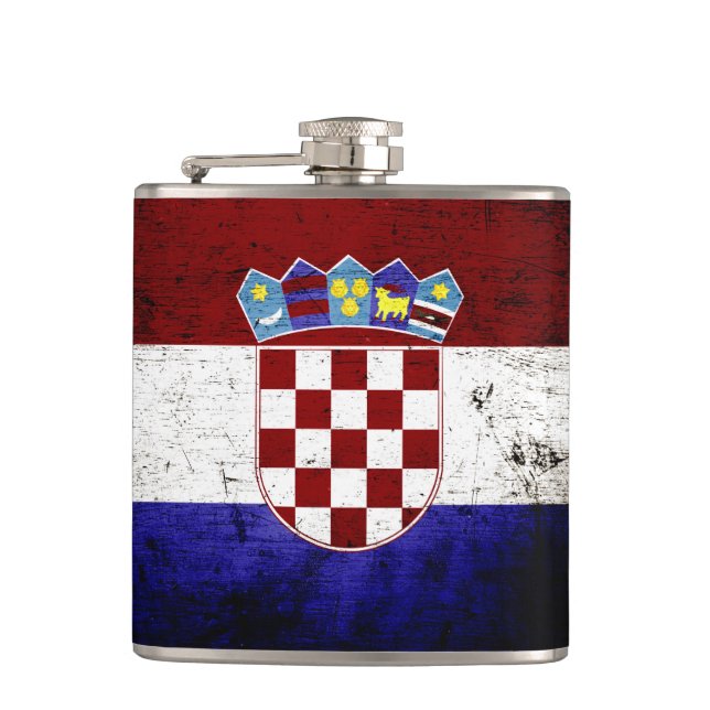 Petaca Bandera negra de Croacia del Grunge (Anverso)