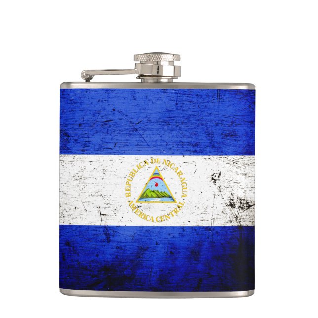 Petaca Bandera negra de Nicaragua del Grunge (Anverso)