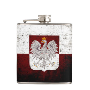 Petaca Bandera negra de Polonia del Grunge