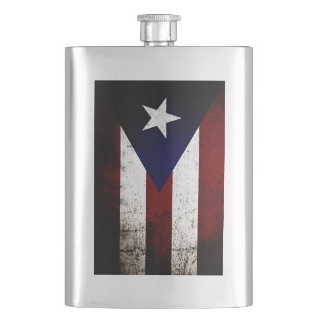 Petaca Bandera negra de Puerto Rico del Grunge (Anverso)