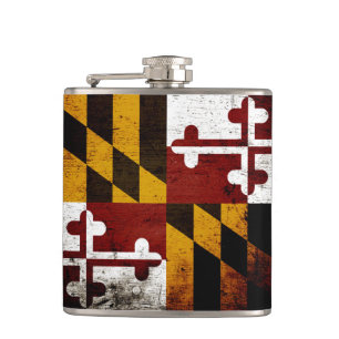 Petaca Bandera negra del estado de Maryland del Grunge