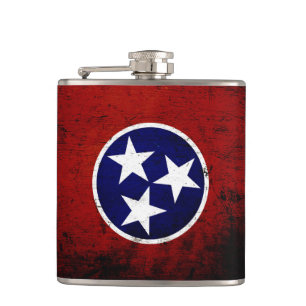 Petaca Bandera negra del estado de Tennessee del Grunge