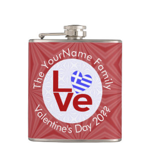 Petaca Bandera Personalizada de Amor Rojo Griego