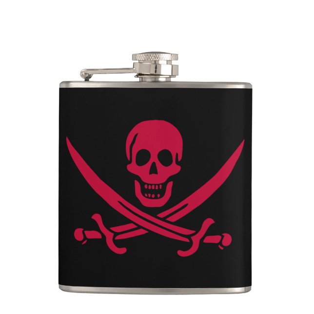 Petaca Bandera pirata de Crimson Skull & Swords Jack en C (Anverso)
