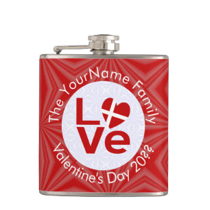 Petaca Bandera Roja Danesa LOVE Personalizada 