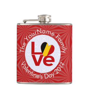 Petaca Bandera Roja de AMOR personalizada de Bélgica