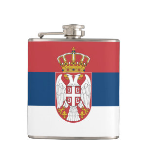Petaca Bandera serbia y fanáticos de Serbia y deportes