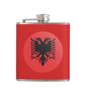 Petaca Bandera y bebida albanesa, viajes Albania/hinchas