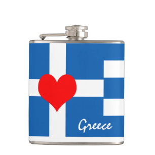 Petaca Bandera y corazón griegos - Hinchas de viajes y de