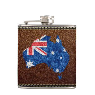 Petaca Bandera y mapa de Australia