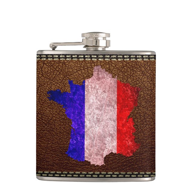 Petaca Bandera y mapa de Francia (Anverso)