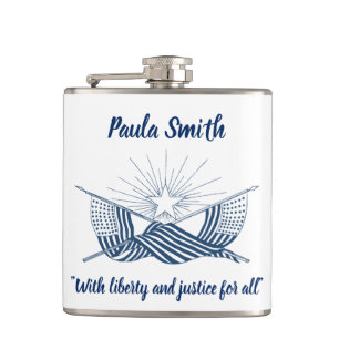 Petaca Banderas estadounidenses de época azul y blanca co