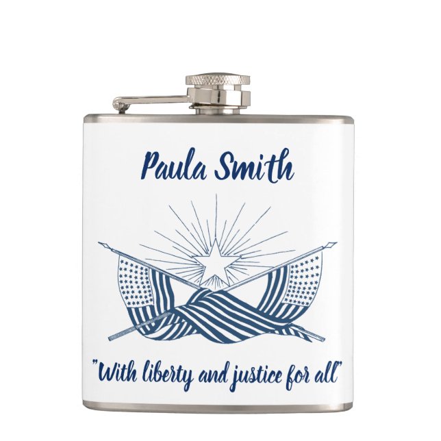 Petaca Banderas estadounidenses de época azul y blanca co (Anverso)