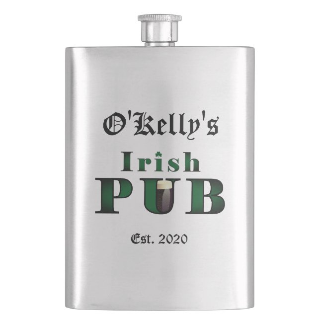 Petaca Barco de pub irlandés Tavern Classic Flask de acer (Anverso)