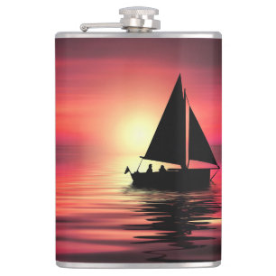 Petaca Barco de vela al atardecer en el mar Diseño de art