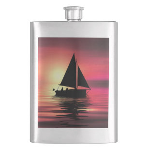 Petaca Barco de vela al atardecer en el mar Diseño de art