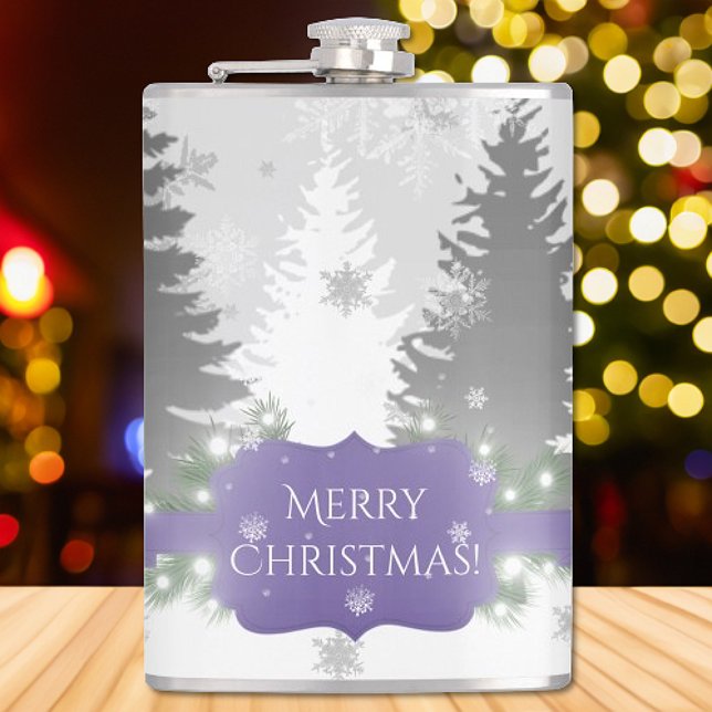 Petaca Barrido invernal de Wonderland - Púrpura (Purple Winter Wonderland Flask)