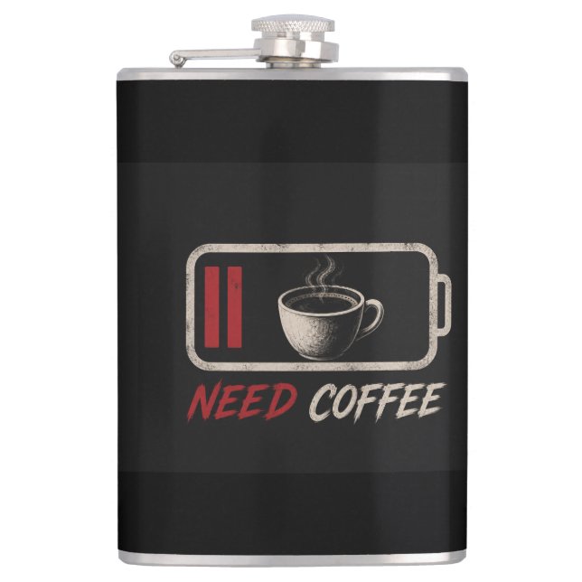 Petaca Batería Baja Necesito Café – (Anverso)