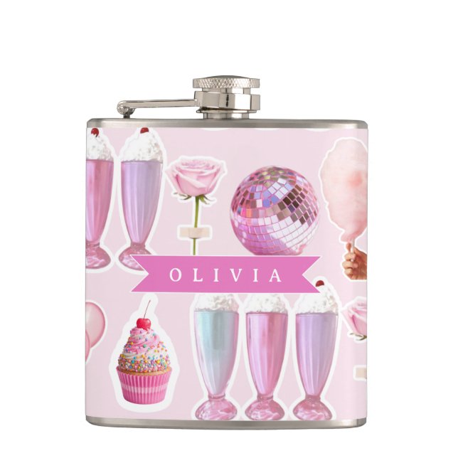 Petaca Batido de Leche Retro Rosa Personalizado Monada Ad (Anverso)
