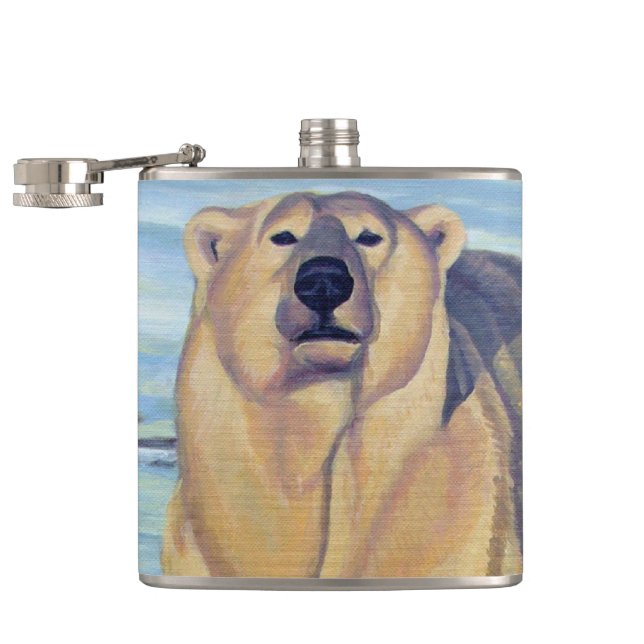 Petaca Bear Art Flask Personalizado Polar Bear Bear Flask (Abierto)