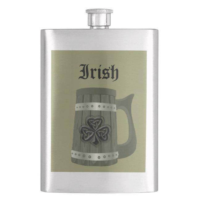 Petaca Beer mug Irish afortunado shamrock (Anverso)