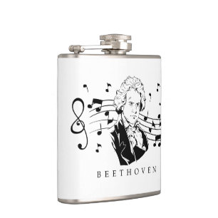 Petaca Beethoven con notas al fondo