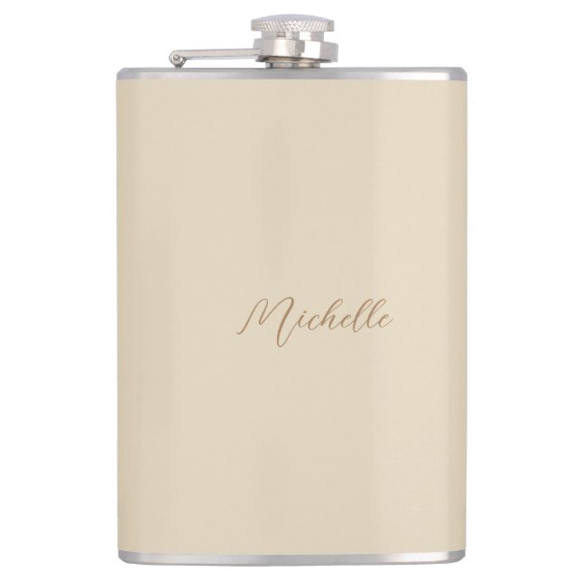 Petaca Beige Clásico Profesional Nombre manuscrito (Anverso)