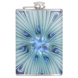 Petaca Belleza floral Resumen Flor Pastel azul moderno