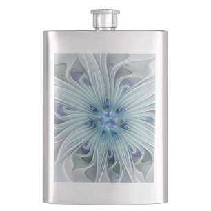 Petaca Belleza floral Resumen Flor Pastel azul moderno