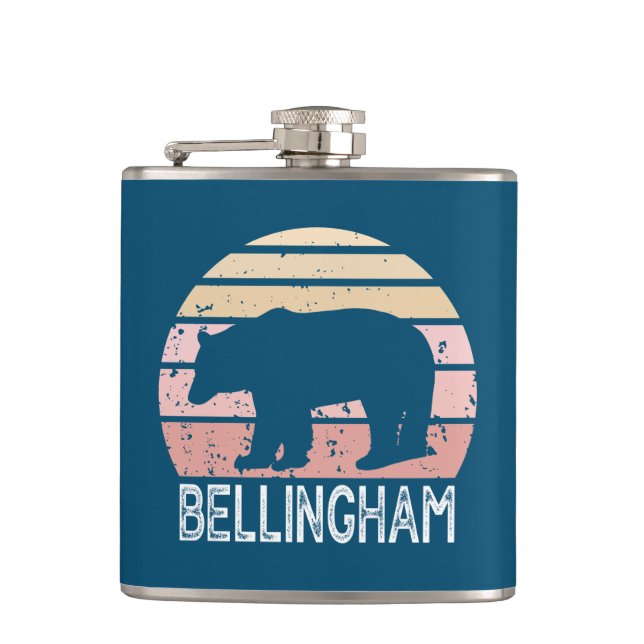Petaca Bellingham Washington Retro Bear (Anverso)