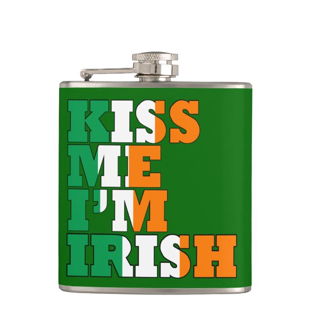 Petaca Bésame, soy irlandés (Anverso)