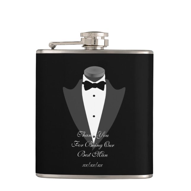 Petaca BESTMAN Gift Personalizado Flask Padre Bride Groom (Anverso)