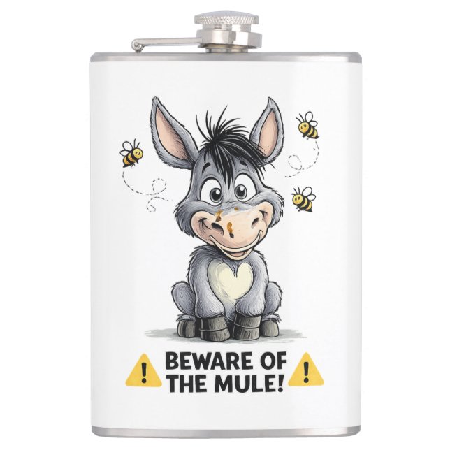 Petaca Beware Of The Mule Funny Donkey Warning Design (Anverso)