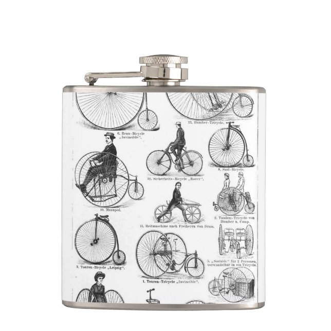 Petaca Bicicleta de rueda alta Penny Farthing (Anverso)