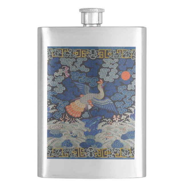Petaca Bird Blue Chinese Embroidery Vintage (Anverso)