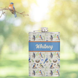 Petaca Bird Pattern Kingfisher, Blue Jay, Woodpecker Name