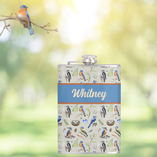 Petaca Bird Pattern Kingfisher, Blue Jay, Woodpecker Name