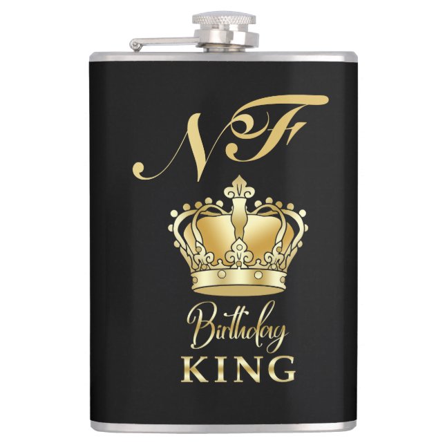 Petaca Birthday King Gold Crown Royal Monogram Luxury (Anverso)