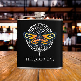 Petaca Black and White Modern Simple Butterfly