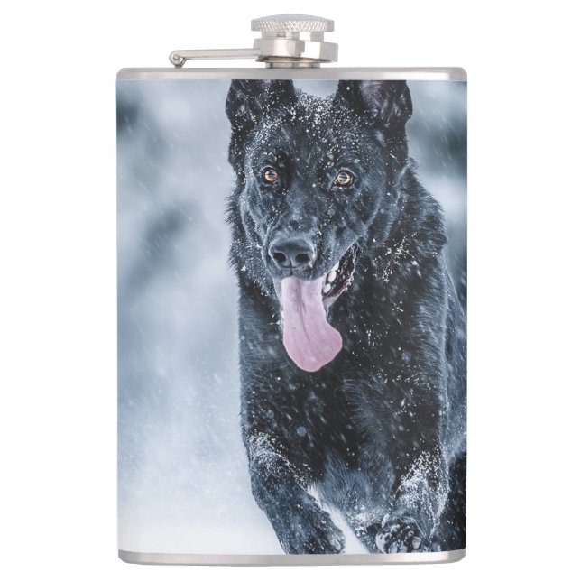 Petaca Black German Shepherd in snow Duvet Cover (Anverso)